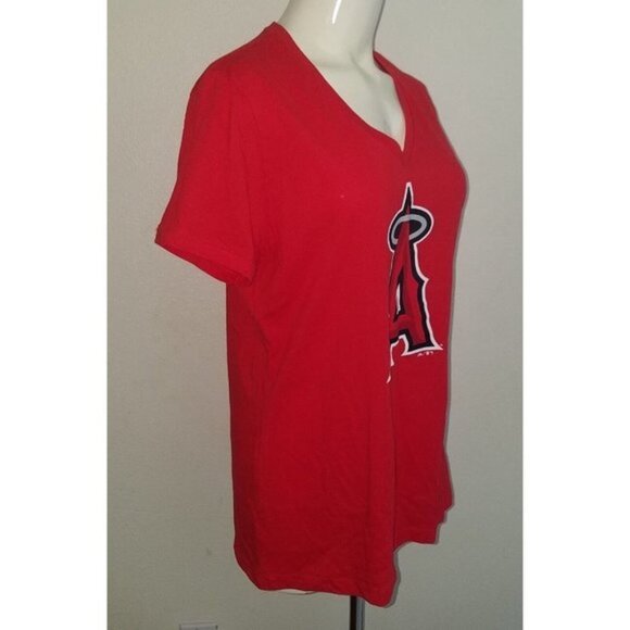 NWT Los Angeles Angels Women's Red V-neck Tee Size Medium Majestic MLB Baseball - Picture 5 of 9